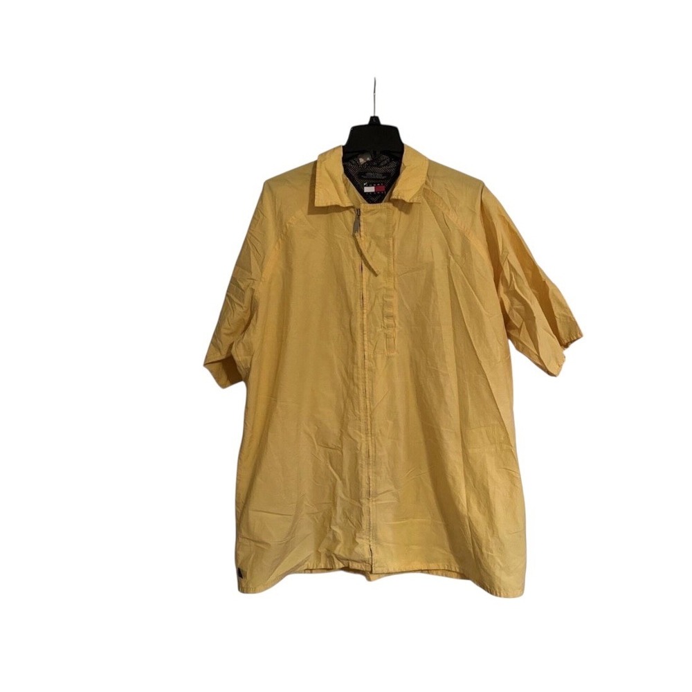 Vintage Tommy Jeans Mens XL Yellow Short‎ Sleeve Quarter Zip Windbreaker 1999